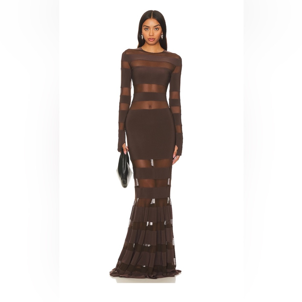 Norma Kamali Sheer Striped Dress